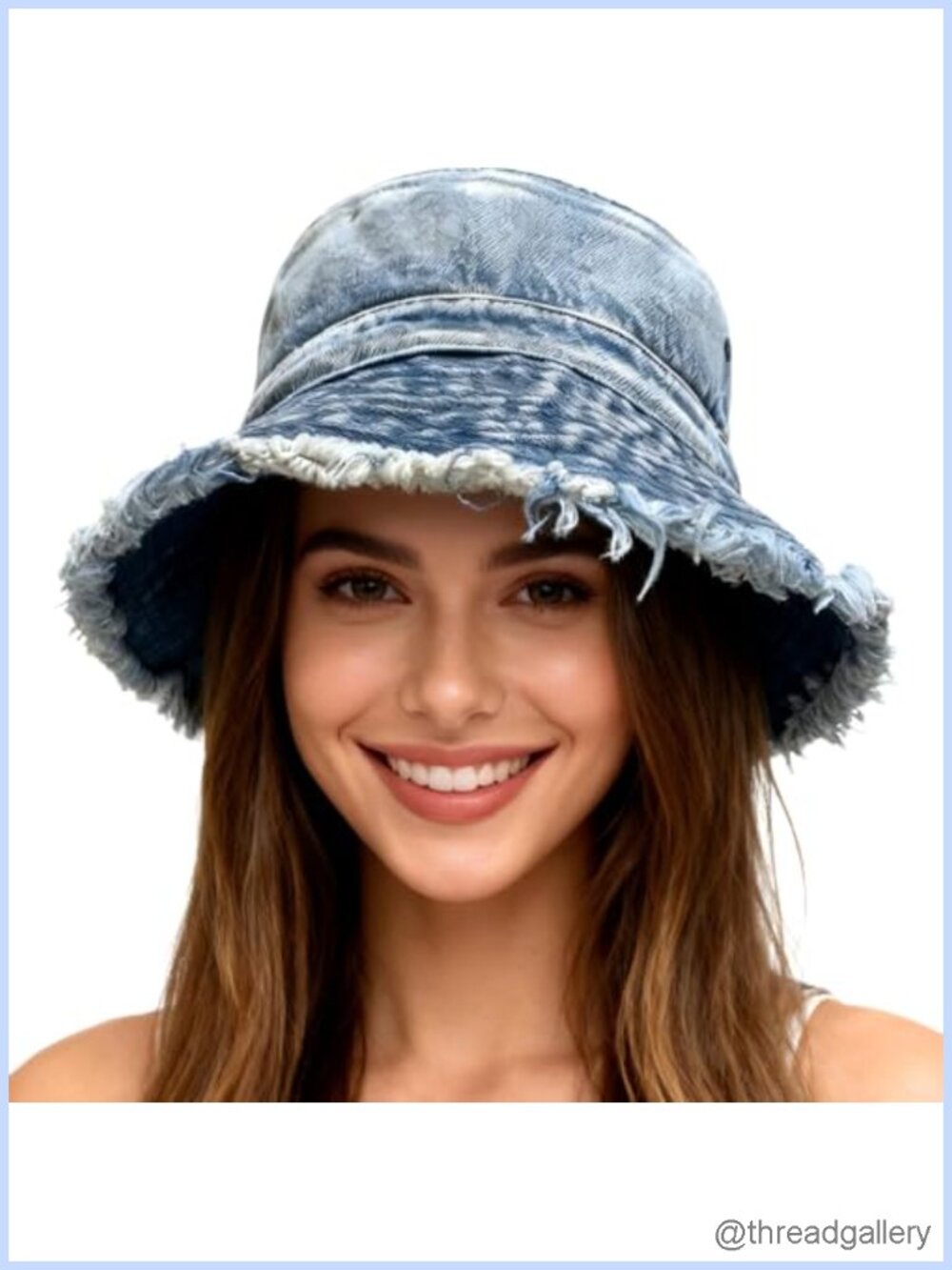 Denim Bucket Hat Foldable Wide Brim Beach Hat Unisex One Size